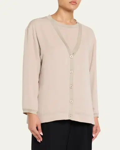 Giorgio Armani Silk V-Neck Cardigan | Thumbnail 4