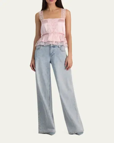 ALICE + OLIVIA Annabeth Embroidered Satin Tank Top | Thumbnail 2 ALICE + OLIVIA Annabeth Embroidered Satin Tank Top | Thumbnail 2