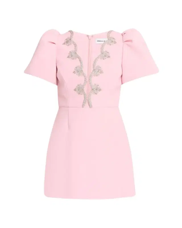 Harlynn Scalloped Diamante-Trim Mini Dress