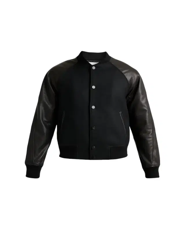 Givenchy Men's Mixed Material Wool and Leather Bomber Jacket
