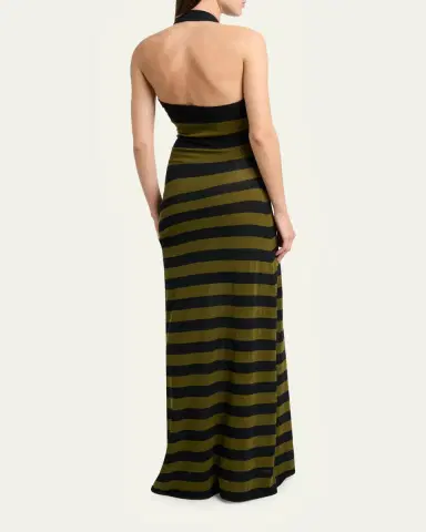 Proenza Schouler Frann Striped Cotton Long Halter Dress | Thumbnail 3 Proenza Schouler Frann Striped Cotton Long Halter Dress | Thumbnail 3