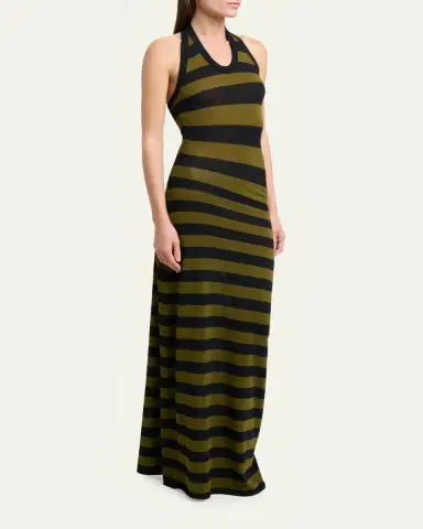 Proenza Schouler Frann Striped Cotton Long Halter Dress | Thumbnail 4 Proenza Schouler Frann Striped Cotton Long Halter Dress | Thumbnail 4