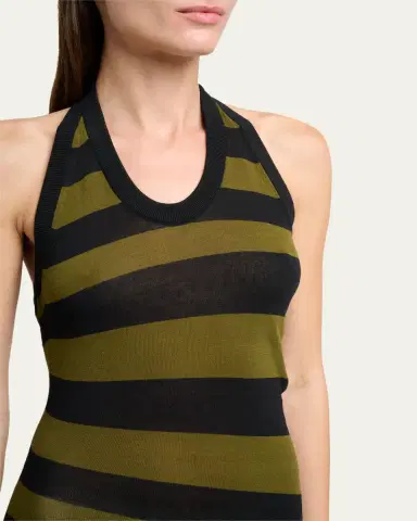 Proenza Schouler Frann Striped Cotton Long Halter Dress | Thumbnail 5 Proenza Schouler Frann Striped Cotton Long Halter Dress | Thumbnail 5