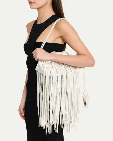 Alexander McQueen Fringed Croc-Embossed Leather Shoulder Bag | Thumbnail 2 Alexander McQueen Fringed Croc-Embossed Leather Shoulder Bag | Thumbnail 2