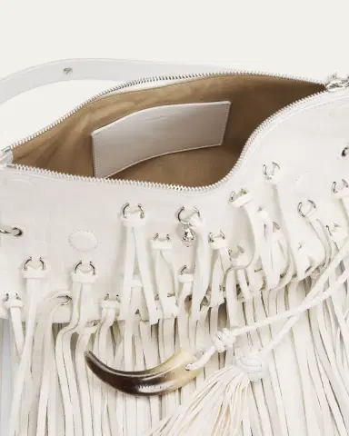Alexander McQueen Fringed Croc-Embossed Leather Shoulder Bag | Thumbnail 4 Alexander McQueen Fringed Croc-Embossed Leather Shoulder Bag | Thumbnail 4