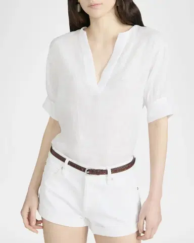 Frame The Linen V-Neck Top | Thumbnail 4 Frame The Linen V-Neck Top | Thumbnail 4