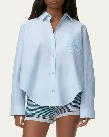 Loewe x Paula's Ibiza Ruffle-Back Cotton-Blend Button-Down Shirt | Thumbnail 4 Loewe x Paula's Ibiza Ruffle-Back Cotton-Blend Button-Down Shirt | Thumbnail 4
