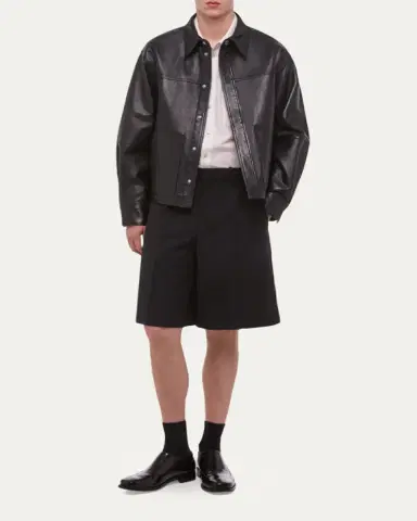 Helmut Lang Men's Bonded Leather Snap-Front Jacket | Thumbnail 2