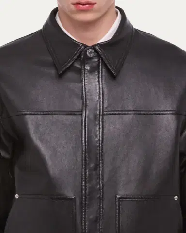 Helmut Lang Men's Bonded Leather Snap-Front Jacket | Thumbnail 5