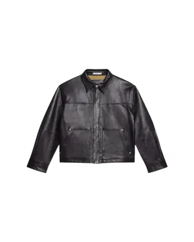 Helmut Lang Men's Bonded Leather Snap-Front Jacket | Thumbnail 1