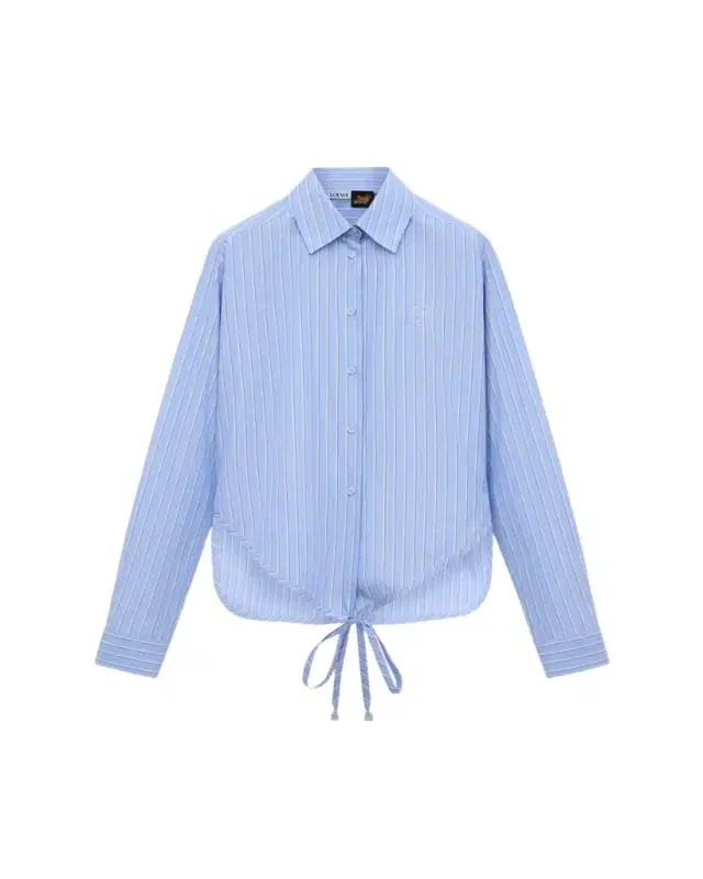 x Paula's Ibiza Striped Cotton Button-Down Wrap Shirt