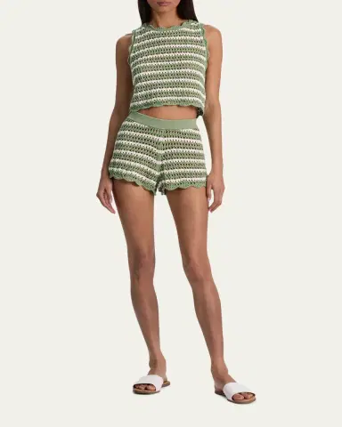 Alice + Olivia Bobbi Striped Pointelle Shorts | Thumbnail 2