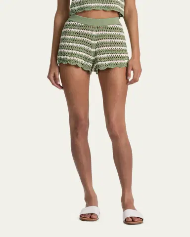 Alice + Olivia Bobbi Striped Pointelle Shorts | Thumbnail 4