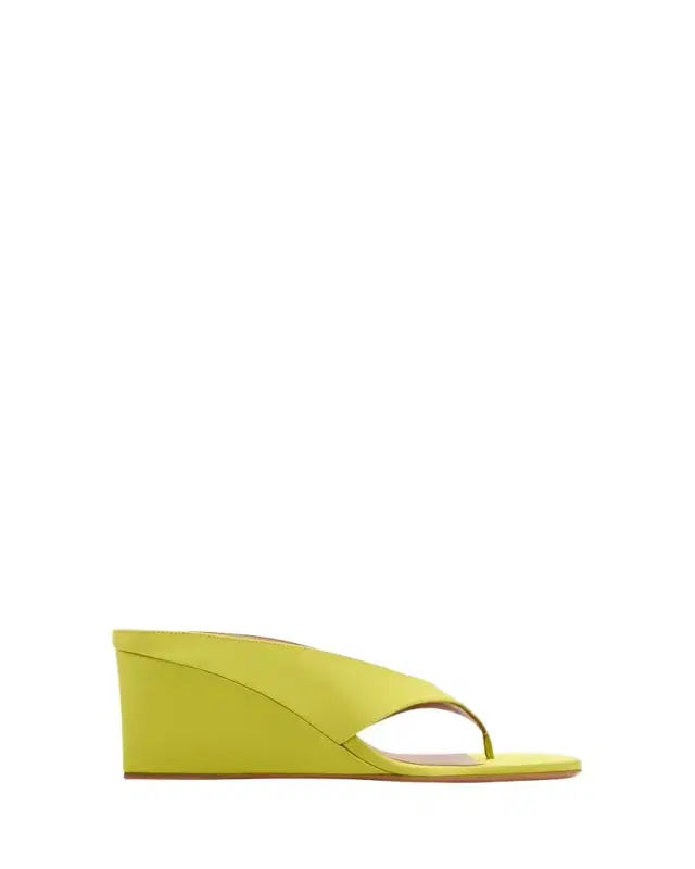 ALAIA 75mm Cube Satin Thong Wedge Sandals