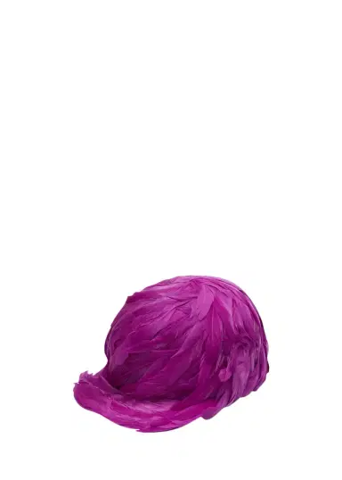 Balenciaga Feather Trim Satin Baseball Hat | Thumbnail 3 Balenciaga Feather Trim Satin Baseball Hat | Thumbnail 3