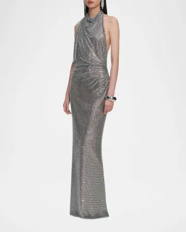 Self-Portrait Rhinestone Draped Maxi Dress | Thumbnail 3 Self-Portrait Rhinestone Draped Maxi Dress | Thumbnail 3