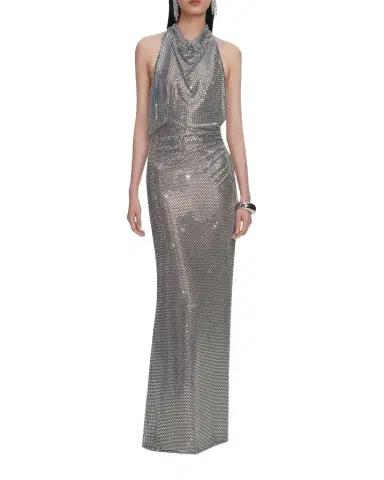 Self-Portrait Rhinestone Draped Maxi Dress | Thumbnail 1 Self-Portrait Rhinestone Draped Maxi Dress | Thumbnail 1