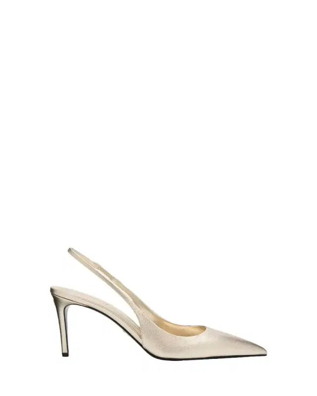 Prada 85mm Vernice Saffiano Leather Slingback Pumps