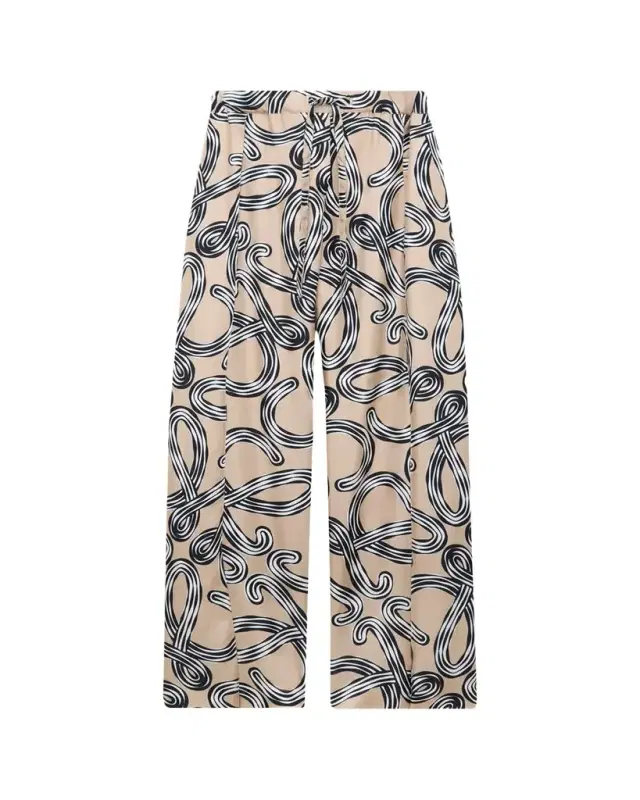 LOEWE x Paula's Ibiza Abstract-Print Silk Wide-Leg Pull-On Trousers