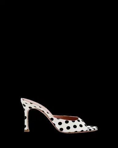 Amina Muaddi 95mm Alexa Polka-Dot Satin Mule Pumps | Thumbnail 2 Amina Muaddi 95mm Alexa Polka-Dot Satin Mule Pumps | Thumbnail 2