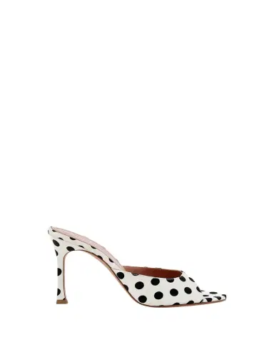 Amina Muaddi 95mm Alexa Polka-Dot Satin Mule Pumps | Thumbnail 1 Amina Muaddi 95mm Alexa Polka-Dot Satin Mule Pumps | Thumbnail 1