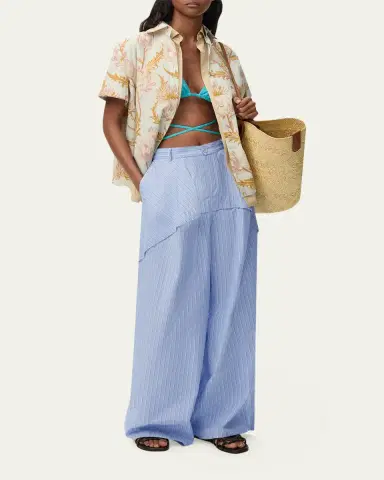 LOEWE x Paula's Ibiza Striped Cotton Yoked Wide-Leg Trousers | Thumbnail 2