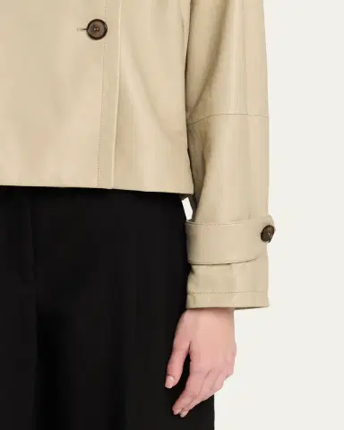 Giorgio Armani Leather Double-Breasted Boxy Trench Jacket | Thumbnail 5