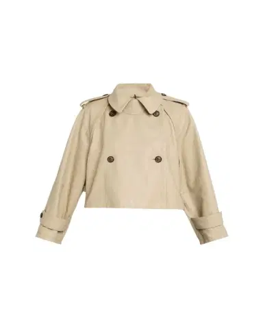 Giorgio Armani Leather Double-Breasted Boxy Trench Jacket | Thumbnail 1