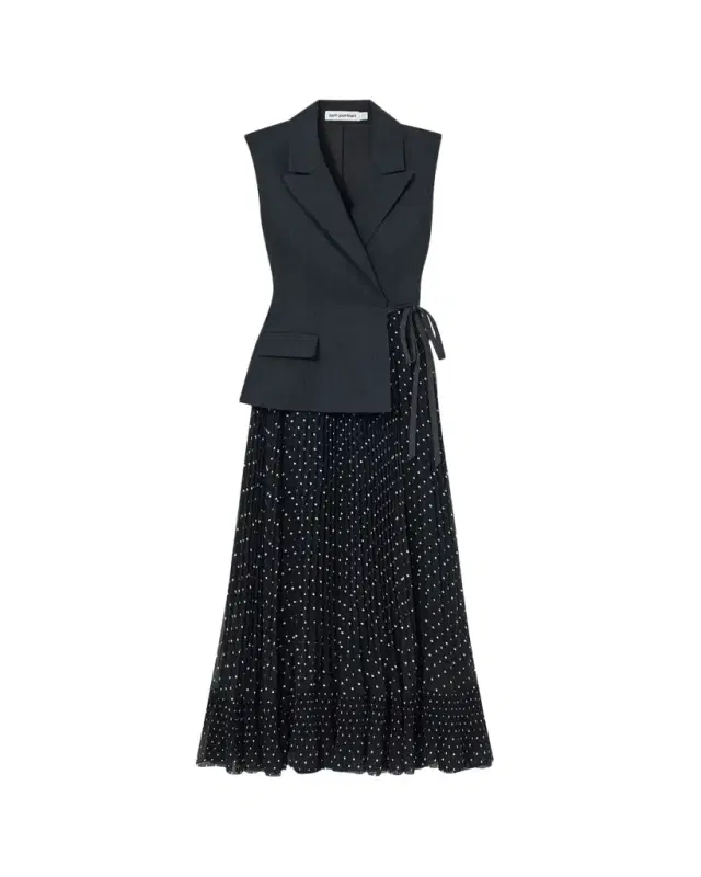 Self-Portrait Tailored Polka Dot Midi Dress