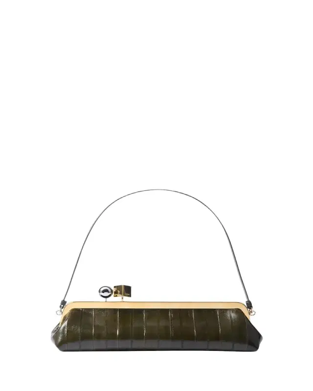 La Pochette Croc-Embossed Leather Clutch