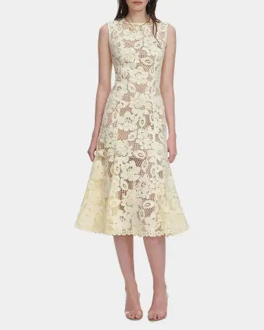 Self-Portrait Crochet Lace Midi Dress | Thumbnail 2 Self-Portrait Crochet Lace Midi Dress | Thumbnail 2