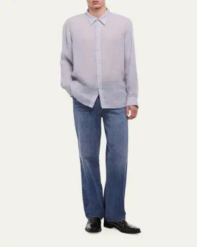 Helmut Lang Men's Relaxed Fit Linen Button-Down Shirt | Thumbnail 2 Helmut Lang Men's Relaxed Fit Linen Button-Down Shirt | Thumbnail 2