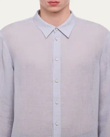 Helmut Lang Men's Relaxed Fit Linen Button-Down Shirt | Thumbnail 5 Helmut Lang Men's Relaxed Fit Linen Button-Down Shirt | Thumbnail 5
