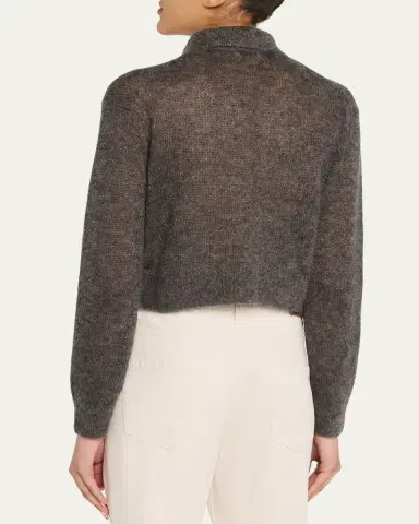 Brunello Cucinelli Metallic Cashmere Collared Cardigan | Thumbnail 3 Brunello Cucinelli Metallic Cashmere Collared Cardigan | Thumbnail 3