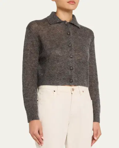 Brunello Cucinelli Metallic Cashmere Collared Cardigan | Thumbnail 4 Brunello Cucinelli Metallic Cashmere Collared Cardigan | Thumbnail 4