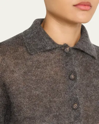 Brunello Cucinelli Metallic Cashmere Collared Cardigan | Thumbnail 5 Brunello Cucinelli Metallic Cashmere Collared Cardigan | Thumbnail 5