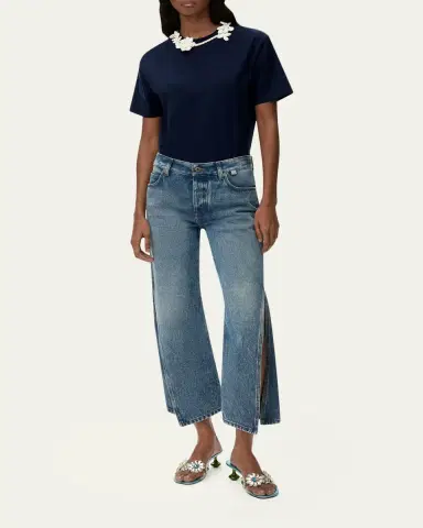 Loewe x Paula's Ibiza Floral Crochet-Collar Short-Sleeve T-Shirt | Thumbnail 2 Loewe x Paula's Ibiza Floral Crochet-Collar Short-Sleeve T-Shirt | Thumbnail 2