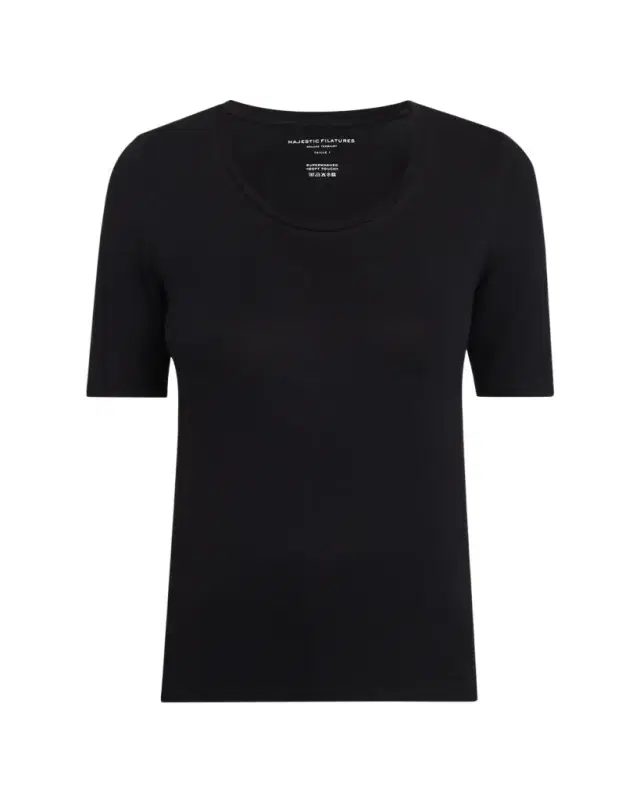 Majestic Filatures Elbow-Sleeve Scoop-Neck Shirt