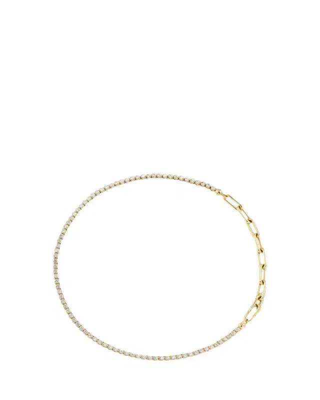 Uniform Object 18K Yellow Gold Diamond Bezel and Chain Extender Necklace