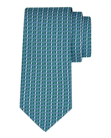 FERRAGAMO Men's Gancini Chain-Print Silk Tie | Thumbnail 1