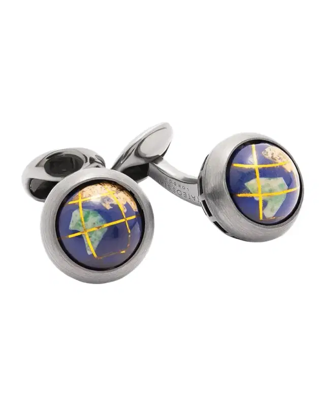 Men 's Lapis Globe Cufflinks