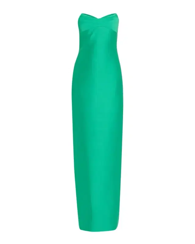 Strapless Fold-Over Column Gown