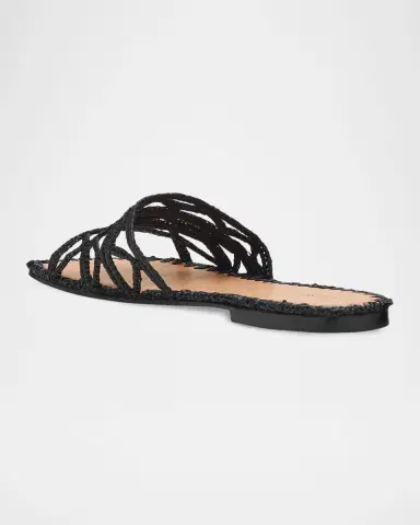 Odissì Evie Raffia Flat Slide Sandals | Thumbnail 4