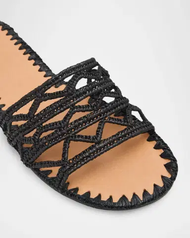 Odissì Evie Raffia Flat Slide Sandals | Thumbnail 5