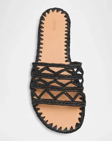 Odissì Evie Raffia Flat Slide Sandals | Thumbnail 6