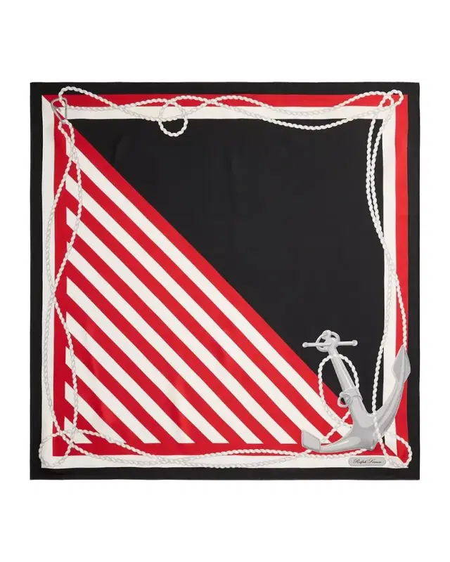 Anchor Stripe Silk Scarf