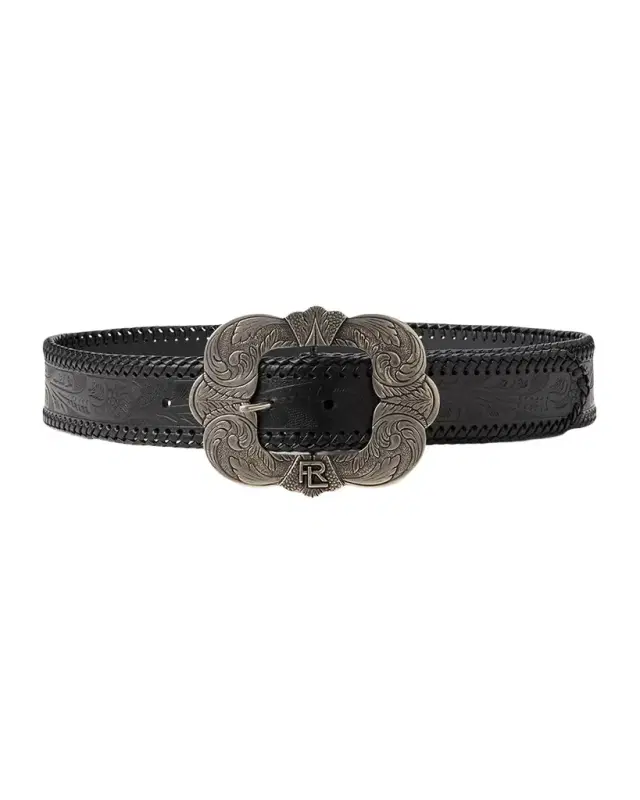 Embossed Leather Western Belt
