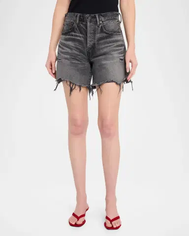 Moussy Vintage Shirley Distressed Denim Shorts | Thumbnail 4