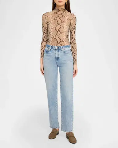 Moussy Vintage Kingston Tailored Straight Mid-Rise Jeans | Thumbnail 2