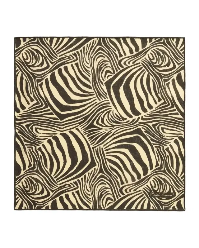 Zebra-Print Linen Pocket Square